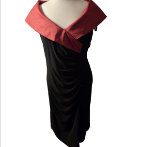 Joseph Ribkoff Black & Red Off Shoulder Cocktail Dress Size 14
